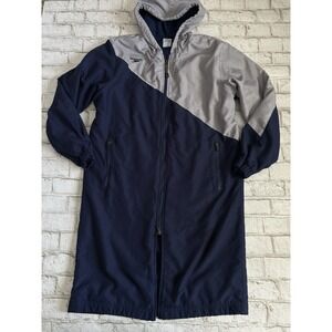 Speedo Swim parka Sz Small Navy/Gray Jacket Knee Length Warmup Coat